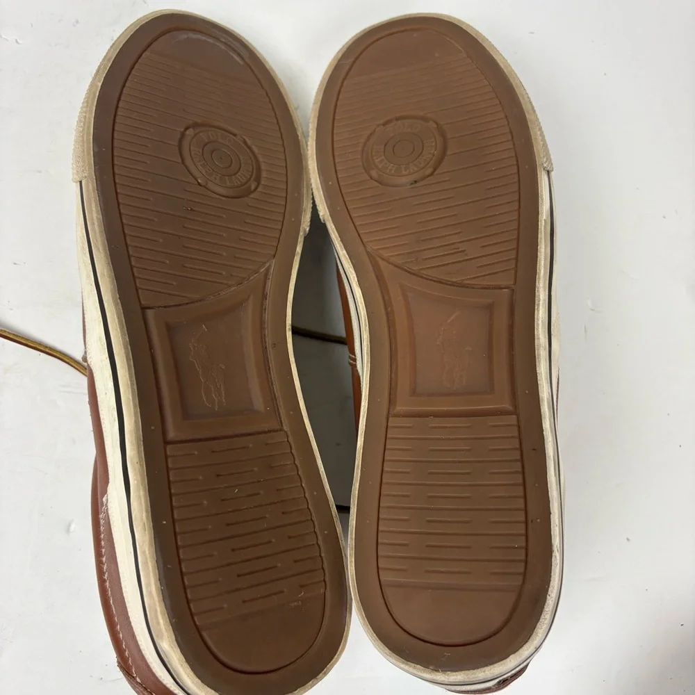 Polo Ralph Lauren Vaughn Shoes Sneakers Tan Brown Leather Lace-up Men’s size 12D